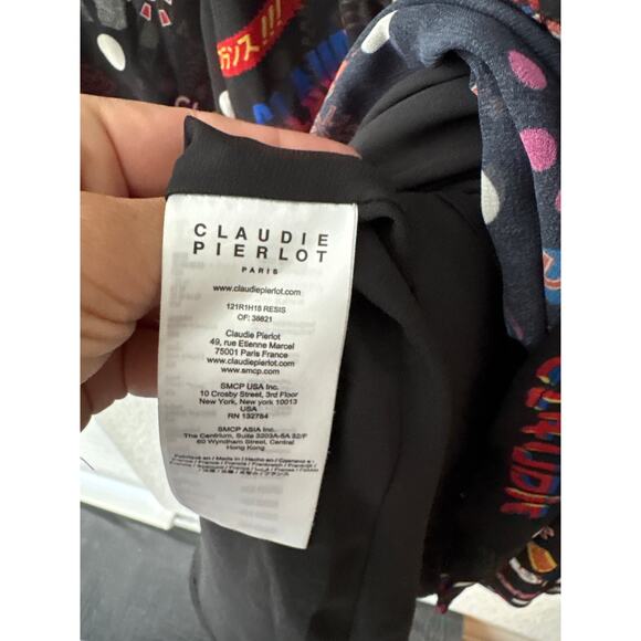 Claudie Pierlot Reisis Printed Sheer Dress Size 40 - Picture 3 of 13
